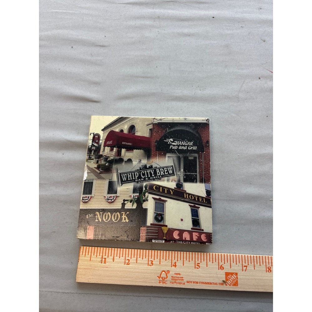 Whip City Brew Bar & Grill Westfield MA Decorative Marble Tile Coaster 4x4